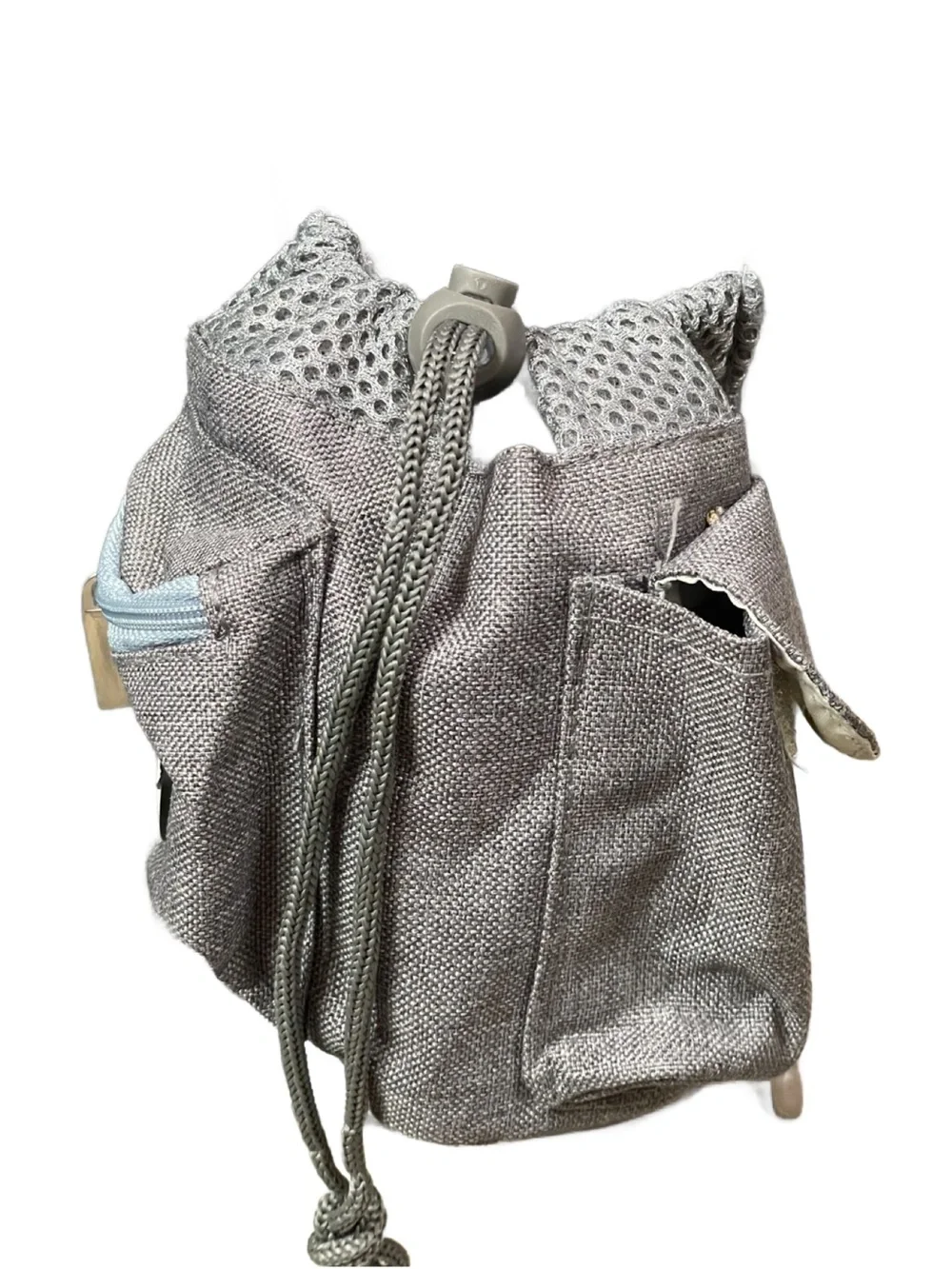 Mr. Peanuts Gray & Blue Convertible Small Pet Backpack & Crossbody Bag -Fleece